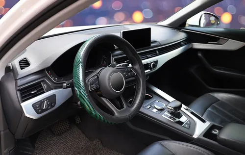 Miniatura 4 de ZHOL Funda universal de fibra de carbono para volante de automóvil, de microfibra de 15 pulgadas, para mujeres y hombres, antideslizante, color Verde