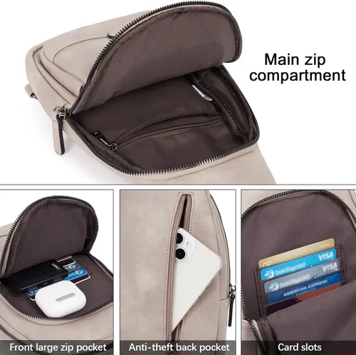 Miniatura 4 de CLUCI - Bolso cruzado para mujer, bandolera de piel, mochila para viajes