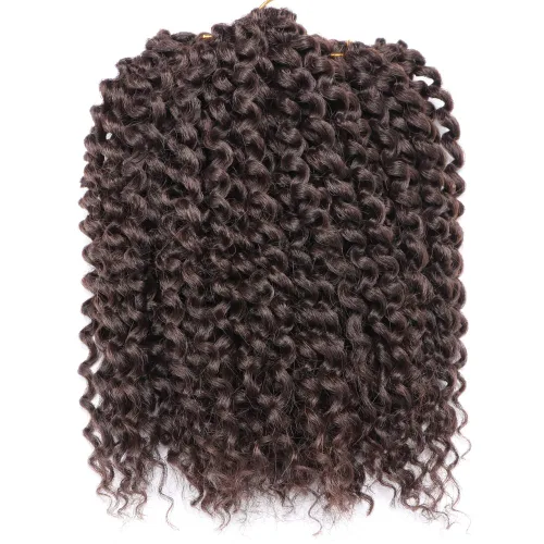 Miniatura 5 de Rizo rizado afro de 8 pulgadas, cabello rizado 4# color negro apagado 3 unids/paquete de extensiones de cabello sintético suave (4#)