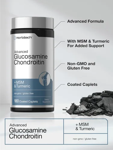 Miniatura 8 de Horbäach Glucosamina Condroitina Más MSM y Cúrcuma 180 Cápsulas Recubiertas Suplemento Sin OGM, Sin Gluten Suplemento sin OMG, sin gluten