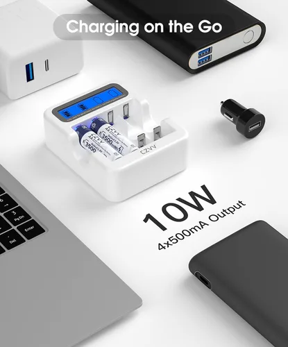 Miniatura 3 de Baterías recargables AA de litio de 1.5 V, paquete de 8 unidades de gran capacidad de 3500 mWh, doble A compatible con detección de batería baja