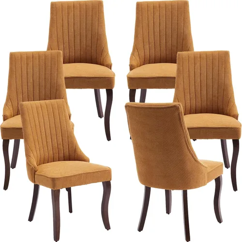 Miniatura 35 de Juego de 2 sillas de comedor modernas de mediados de siglo, tapizadas de tela beige, sillas de cocina y comedor, sillas de cocina con patas