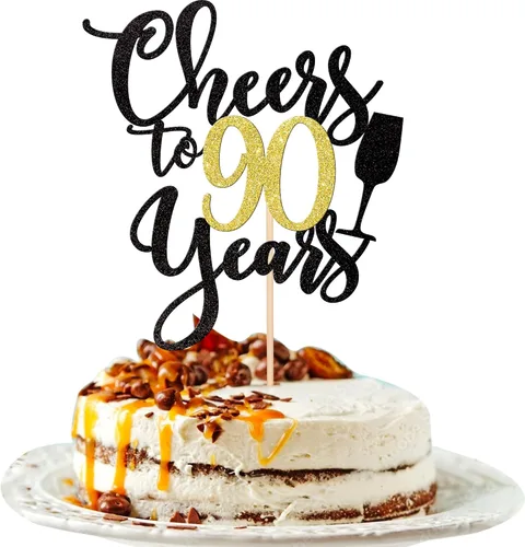 Miniatura 9 de 1 pieza de decoración para tartas de "Cheers to 20 años" con purpurina dorada y negra para pastel de 20 años, decoración de pastel de 20 años