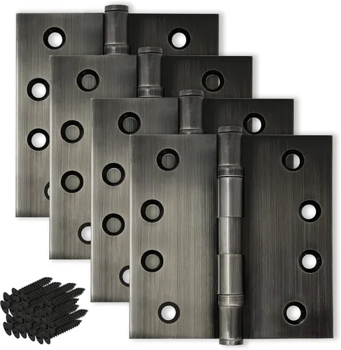 Miniatura 13 de Bisagra negra resistente para puerta, rodamiento de bolas negro mate, 4 x 4 pulgadas, resistente, juego de 2 bisagras de puerta de latón macizo