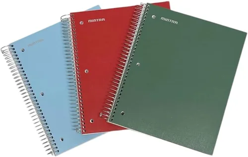 Miniatura 14 de Mintra Office Cuadernos de espiral duraderos, paquete de 3 materias (lavanda, salmón, salvia, rayado universitario)