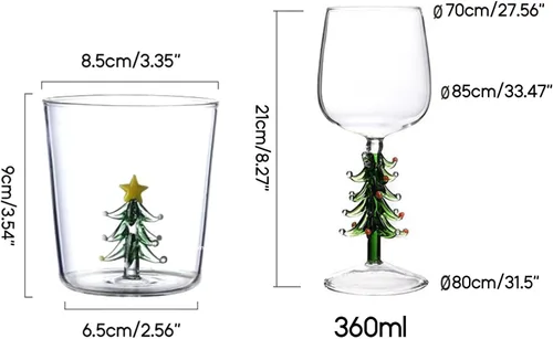 Miniatura 6 de Vaso de vidrio 3D con figura de árbol de Navidad en el interior, sin tallo, para vino, agua, leche, copa de vidrio, copa de árbol de Navidad