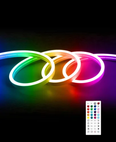 Miniatura 11 de Tira de luz LED de neón inteligente IC de 6.56 pies, tira de luz LED con aplicación/control remoto, cambio de color, sincronización de música, tira
