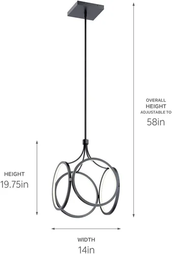 Miniatura 2 de Kichler Lighting Ciri - Colgante LED pequeño (19,75 pulgadas), color negro