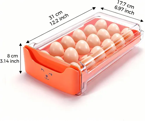 Miniatura 2 de Soporte para huevos para nevera, se adapta a huevos grandes, almacenamiento de 18 huevos para encimera de refrigerador, dispensador de 1 nivel