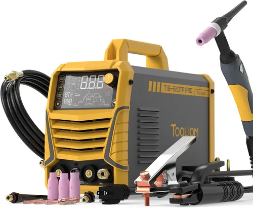 Miniatura 8 de TOOLIOM Soldador TIG 200A AC/DC con pulso, voltaje dual 110V/220V, soldador de aluminio con inversor IGBT, pantalla LED grande, soldadora