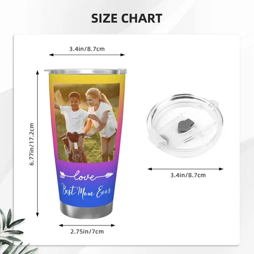 Miniatura 4 de Taza de café personalizada con tapa de foto de 20 onzas, regalos personalizados para el día de San Valentín, Día de la Madre, cumpleaños