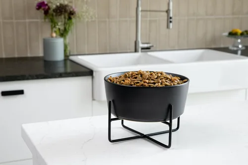 Miniatura 6 de Waggo Simple - Soporte sólido para cuenco y cuenco para perro, soporte de hierro individual con comedero de cerámica individual o cuenco de agua