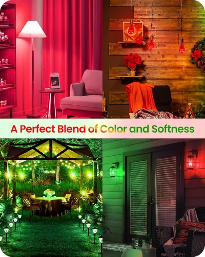 Miniatura 4 de Bombilla roja y verde, bombilla LED de color de 9 W (equivalente a 60 W), base E26, bombillas rojas de Navidad para camino, porche, Halloween