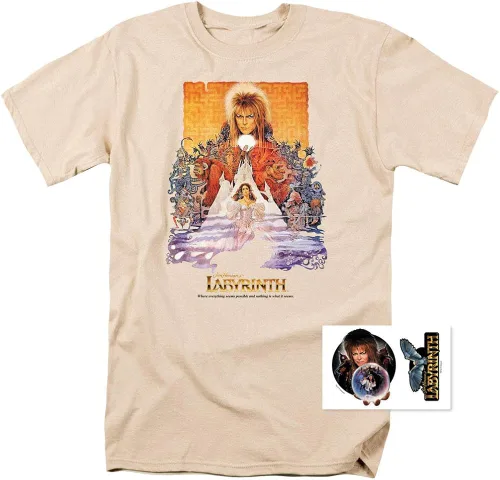 Miniatura 2 de Popfunk Camiseta y calcomanías clásicas de la película Labyrinth David Bowie Goblin King, Blanco sucio