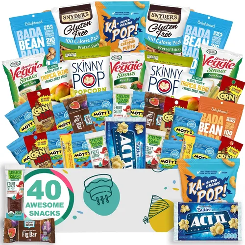 Miniatura 10 de Cesta de regalo de cumpleaños para hombre, caja de aperitivos abundante (paquete de cuidado de 50 piezas) Jerky, nueces, patatas fritas, pretzels
