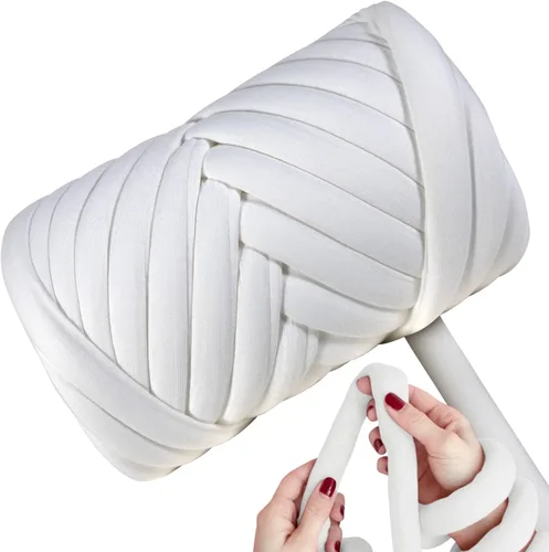 Miniatura 30 de Ultra Suave 1kg (2.2 LBS) Hilo Grueso para Tejer a Mano, Hilo de Tubo de Tela de Terciopelo Luxuoso para Hacer Bolsos, Almohadas, Mantas, Azul Ártico