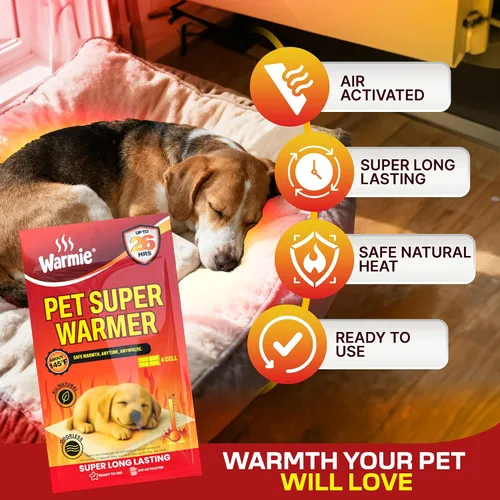 Miniatura 7 de Warmie Súper calentador para perros y gatos Paquetes de calor para mascotas activadas por aire Más grande y ancho para calidez en la cama