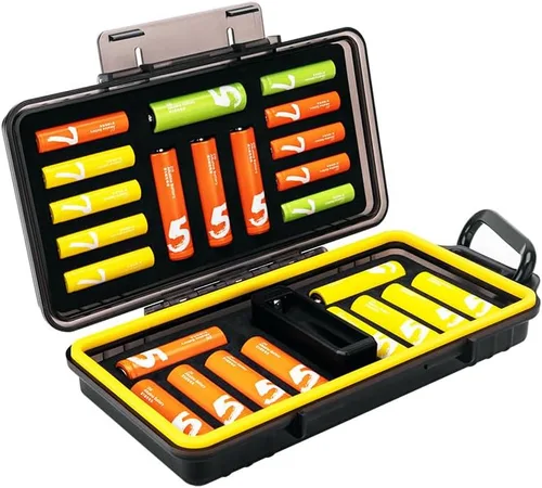 Miniatura 17 de KIWIFOTOS Organizador de baterías C con 15 ranuras para almacenamiento, resistente al agua, IP67, impermeable, celda C, LR14, contenedores alcalinos