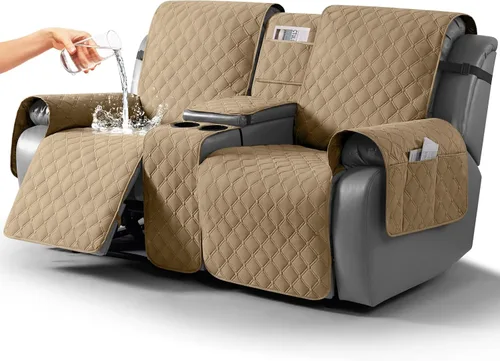 Miniatura 12 de TAOCOCO Funda para Sillón de Dos Plazas Reclinable 100% Impermeable con Consola Central, Funda de Sofá Reclinable Reversible para 2 Asientos