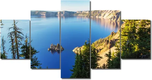 Miniatura 72 de TUMOVO Lienzo decorativo para pared de sala de estar, 5 paneles de naturaleza, Alaska, Estados Unidos, autopista alrededor de montañas, paisaje