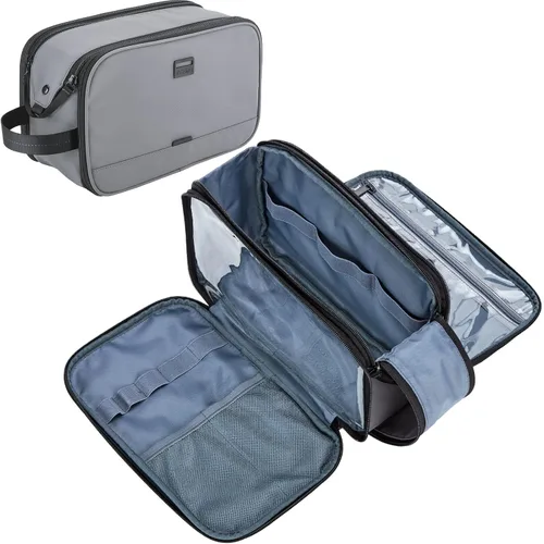Miniatura 14 de ZEEMO Neceser de viaje para hombre, tamaño mediano, resistente al agua, doble cara, con apertura completa, organizador versátil para accesorios