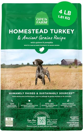 Open Farm, alimento seco para perros con granos ancestrales, rico en proteínas y nutrientes, 90% de proteína animal mezclada con frutas, verduras y