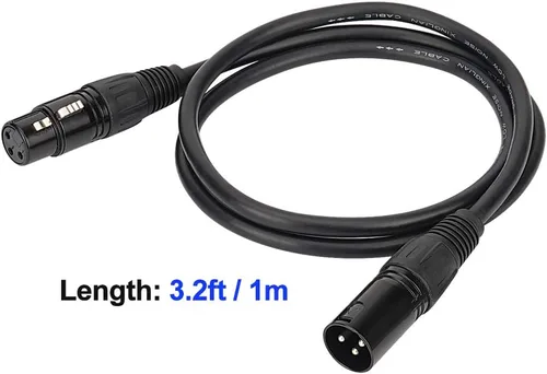 Miniatura 2 de Cable DMX de 3.2 pies / 1m, 10PCS 10 cables DMX de 3 pines, cables DMX, alambres DMX, DMX512 XLR macho a hembra, cable de señal de luz de escenario