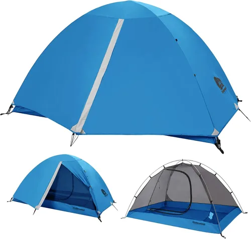 Miniatura 7 de Tienda de campaña para mochilero de 1/2 persona para camping, tienda de campaña ultraligera e impermeable, tienda de campaña compacta fácil