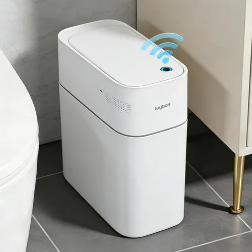 Miniatura 9 de JUDRDO Bote de basura pequeño para baño, 3.5 galones, automático, sin contacto, con tapa, sensor de movimiento, delgado, impermeable, cesta