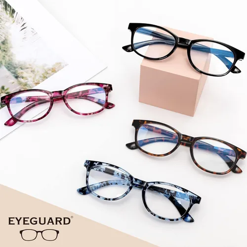 Miniatura 6 de EYEGUARD - Gafas de lectura azul de 4 unidades, diseño de lectores de resorte de moda para mujeres, gafas de computadora Lente de lectura de luz