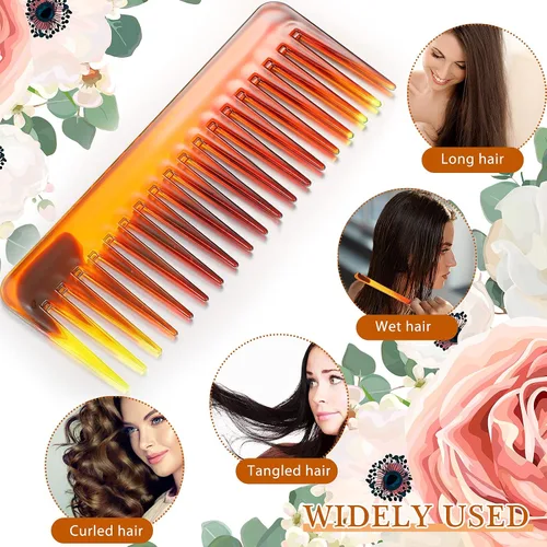 Miniatura 6 de Patelai Peine de Dientes Anchos Peine Grande Desenredante de Cabello para Cabello Rizado, Húmedo y Seco, Accesorios Desenredantes Sin Mango
