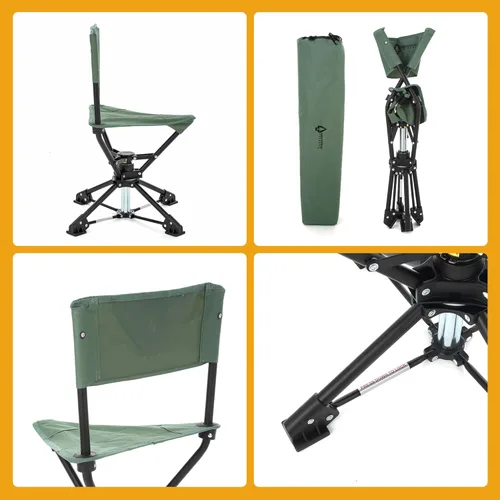 Miniatura 7 de ARROWHEAD OUTDOOR Silla de Caza Giratoria de 360°, Perfecta para Ciegos, Sin Pies que Hundan, Soporta hasta 450lbs, Estuche de Transporte, Marco