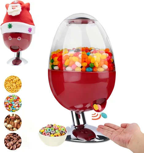 Betterday Dispensador automático de caramelos rojo, dispensador de dulces activado por movimiento vintage, sin tacto, 3 opciones de distribución,