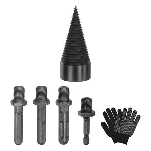 Miniatura 21 de M METERXITY Paquete de 1 broca divisora de madera de 1.260 in + 4 asas (cuadrada+redonda+vástago hexagonal+hexagonal pequeño) broca divisor de leña