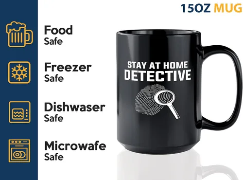 Miniatura 4 de Taza de café detective de 15 onzas, color negro, manténgase en casa - Oficial de policía policía patrulla detective sheriff aplicación de la ley