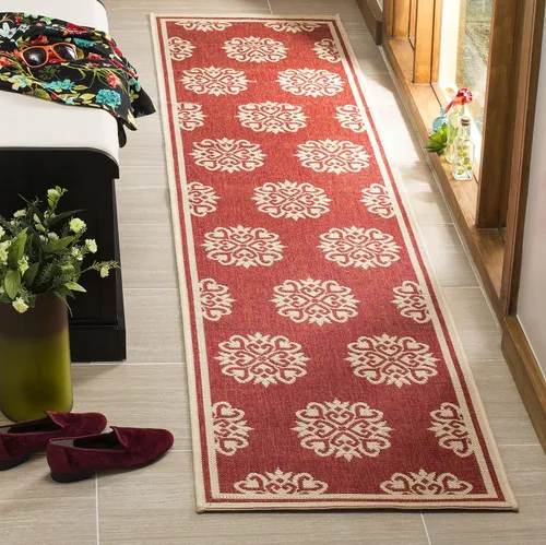 Miniatura 7 de SAFAVIEH Alfombra lavable al aire libre Linden Collection – 6'7" cuadrada, crema y beige, no desprende pelusa y fácil de limpiar, ideal para patio