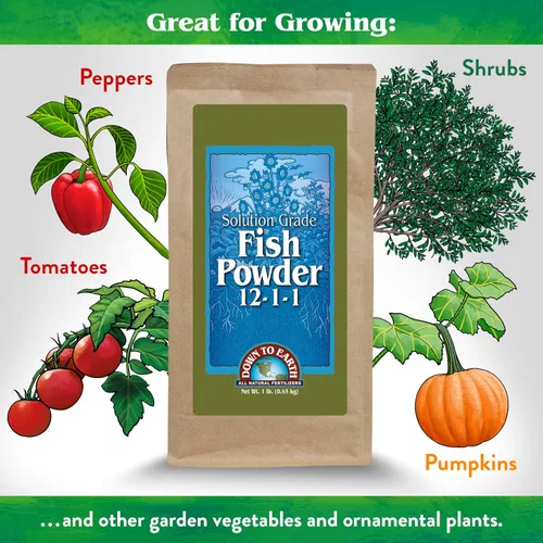 Miniatura 9 de Down to Earth All Natural Fertilizers Polvo de pescado de grado orgánico – Nitrógeno soluble en agua – Hace hasta 250 galones de fertilizante