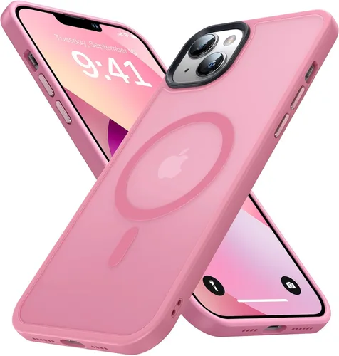 Miniatura 13 de Funda magnética para iPhone 13 y iPhone 14 para MagSafe [protección de grado militar de 10 pies], delgada, translúcida mate con borde de silicona