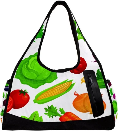 Fresh Healthy Vegetables Travel Duffel Bag Sports Gym Bag Weekend Overnight Tote Bag for Women Men