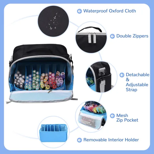 Miniatura 3 de Togood - Mochila ultra grande para guardar rotuladores, bolsa de hombro para bolígrafos. Capacidad para hasta 300 bolígrafos