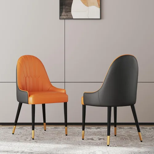 Miniatura 20 de Juego de 2 sillas con 2 sillas de comedor de piel sintética blanca, silla de cocina moderna con respaldo ovalado y patas de acero inoxidable