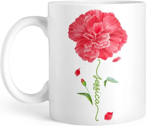 Miniatura 8 de CUBICER Tazas de café personalizadas, flor de hibisco, nombre personalizado, tazas de cerámica blanca, taza de viaje grande, vaso de bebida, regalo
