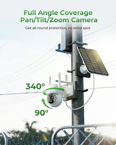 Miniatura 4 de Camcamp Solar Security Cameras Wireless Outdoor with 10" Monitor, 4 Cam Kit 100% Wire-Free, 360° View, Pan & Tilt, Solar-Powered, 10CH NVR, 2.4 &