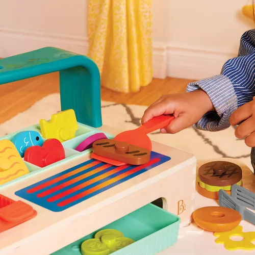 Miniatura 4 de B. toys Mini Chef - Build - A - Juego de hamburguesas - Juego de hamburguesas de madera - Juego de hamburguesas de madera - Jugar comida y rol