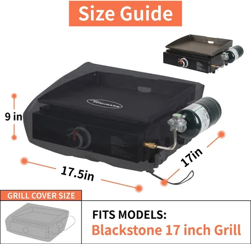 Miniatura 2 de Cubierta para parrilla Blackstone de 17 pulgadas de alta resistencia, tela Oxford 600D impermeable, cubierta protectora impermeable compatible