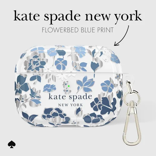 Miniatura 3 de Kate Spade New York Estuche Protector para AirPods Pro con Anillo para Llavero - Flowerbed Blue, Compatible con AirPods Pro de 2ª / 1ª