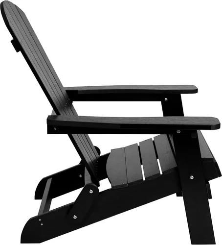 Miniatura 8 de Flash Furniture Charlestown – Silla plegable Adirondack de poliresina para interiores o exteriores, resistente a la intemperie, color negro