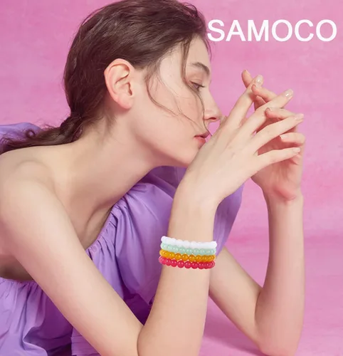 Miniatura 4 de SAMOCO 24 pulseras elásticas de cuentas de 0.315in, hechas a mano, redondas, de cristal, para mujer, multicolor, mate, pulsera elástica