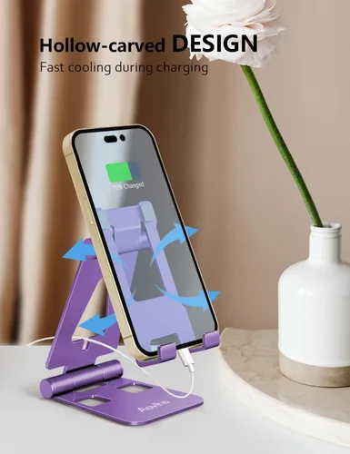 Miniatura 5 de Aoviho Soporte de teléfono celular para escritorio, soporte ajustable para teléfono de escritorio, base plegable para teléfono móvil para iPhone 17