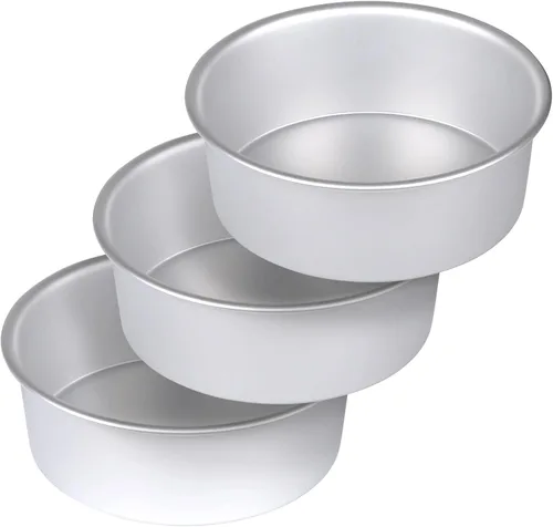 Miniatura 10 de Molde redondo de aluminio de 4 pulgadas, 8 piezas antiadherentes para hornear tartas, juego de moldes redondos para hornear en capas, para el hogar